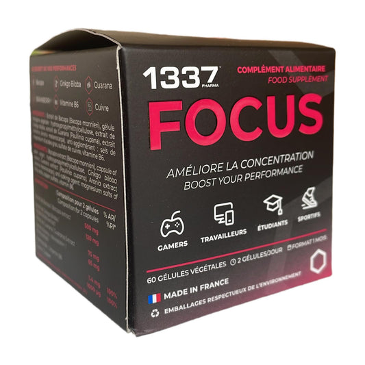 1337 PHARMA FOCUS  favorece las funciones cognitivas, el equilibrio mental y nervioso, y permite una concentración óptima para la toma de decisiones.