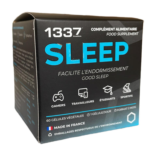 1337 PHARMA SLEEP Una noche de mejor sueño gracias a su fórmula especial a base de valeriana, melatonina y amapola, te ayudará a reducir la fatiga.