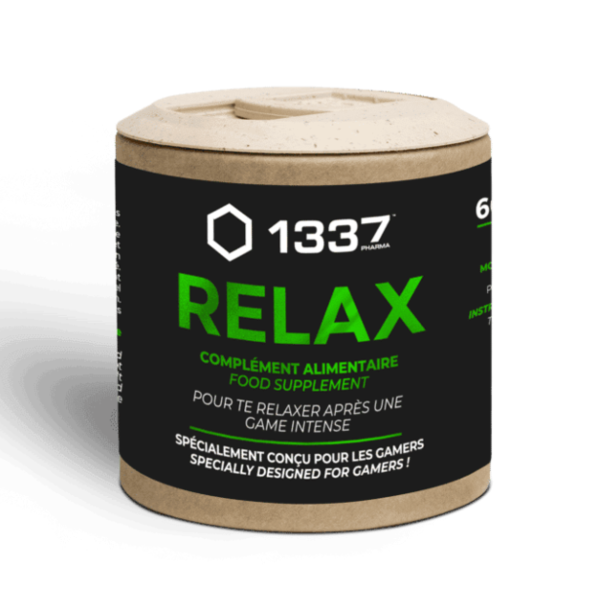 1337 RELAX es un complejo de ingredientes que contiene magnesio y extractos de plantas de Hipérico y Rhodiola