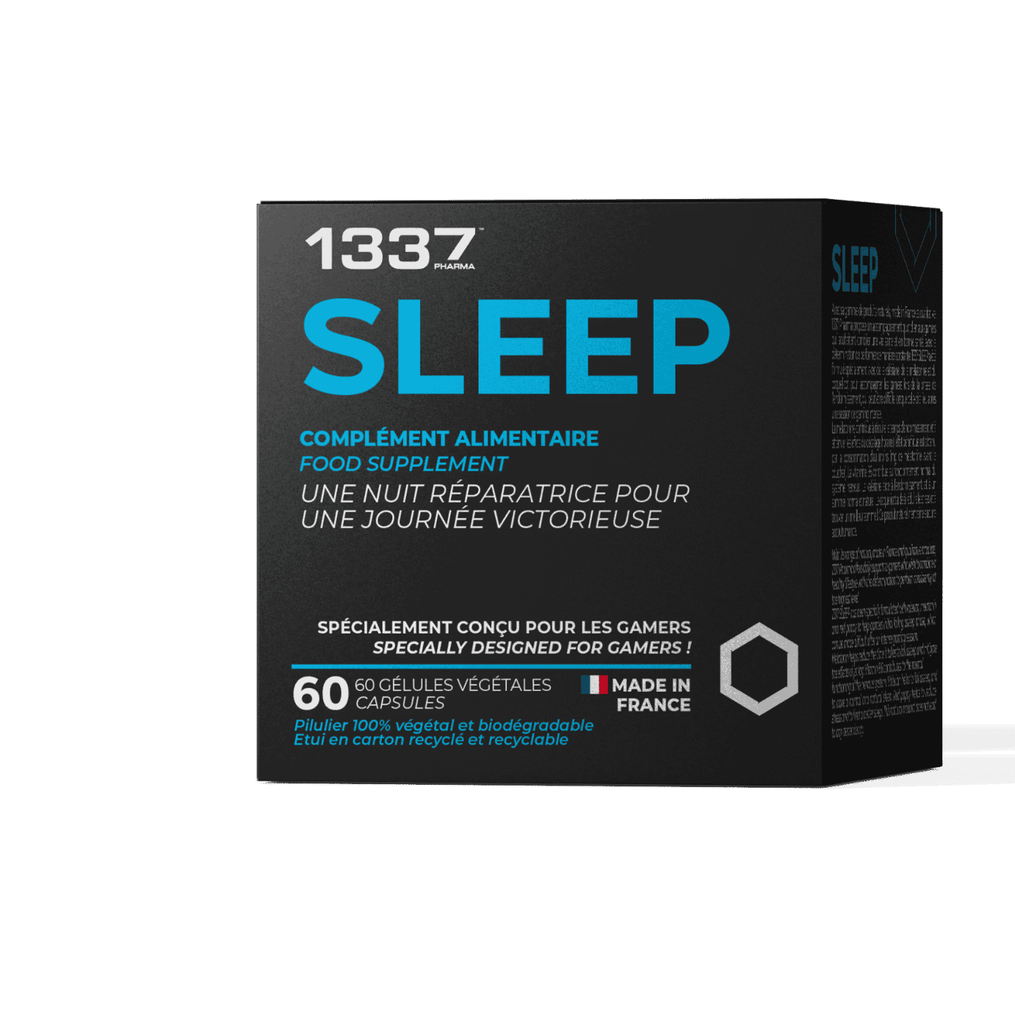 1337 SLEEP fue desarrollado con ingredientes especiales - valeriana, melatonina y amapola 