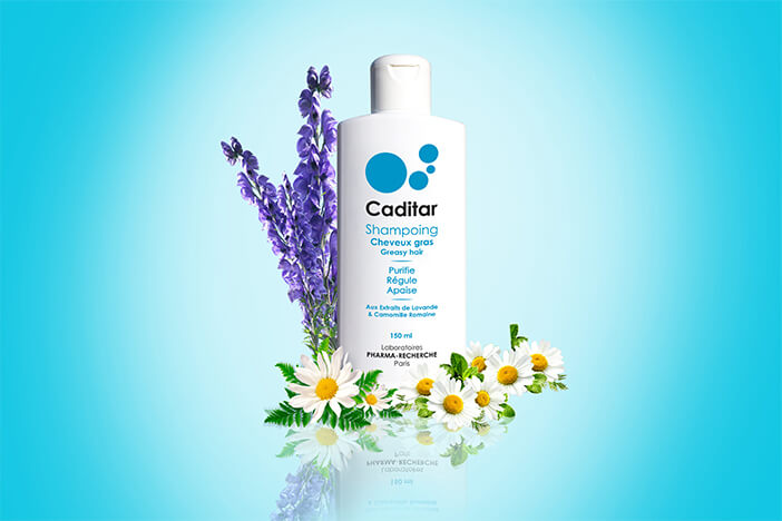 CADITAR Champú cabello graso. Con extractos de lavanda y camomila romana